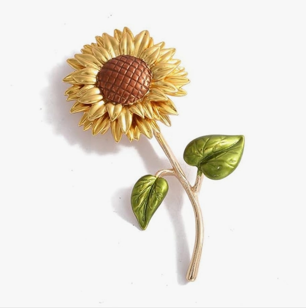 Brooch SUNFLOWER Enameled Embellished Brooch Pin BRR